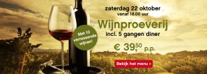 22 oktober 2016 wijn proeverij incl. 5 gangen diner