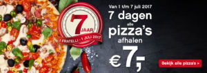 I Fratelli 7 jaar = 7 dagen alle pizza's € 7,-